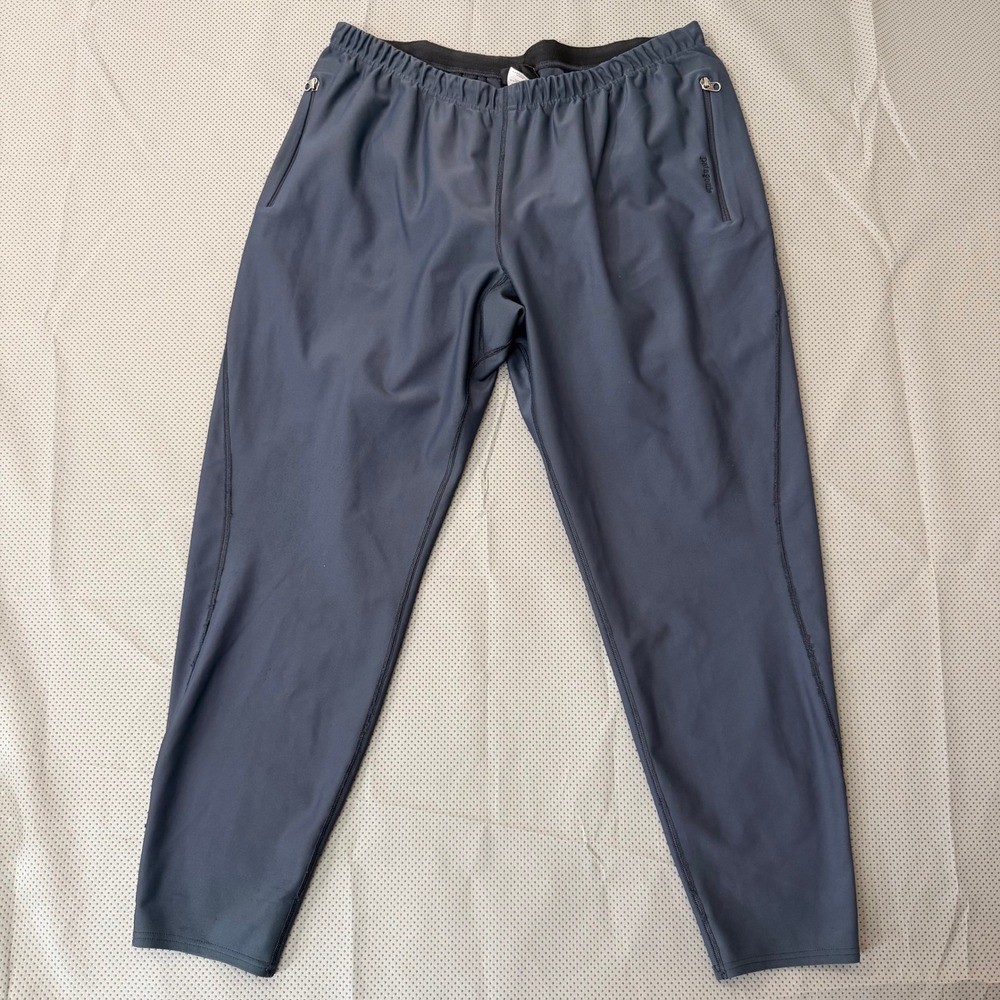 Patagonia Wind Shield Pants Men XL Blue Running Softshell Tapered Zip Pockets